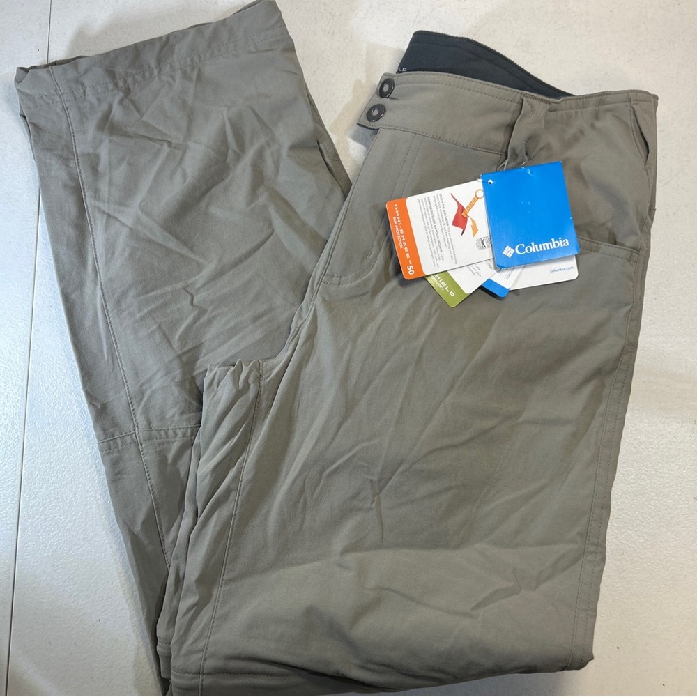 Women's Columbia Sz 16 Tan Beige Omni Shield Convertible Pants Hiking Zip off